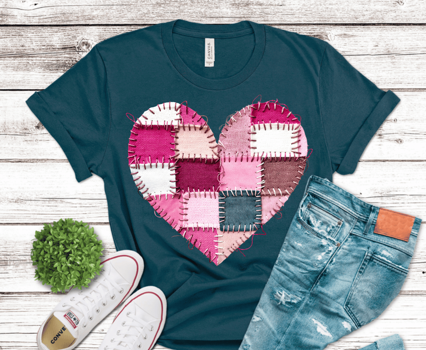 Patchwork Heart Valentines Day | DTF Heat Transfer