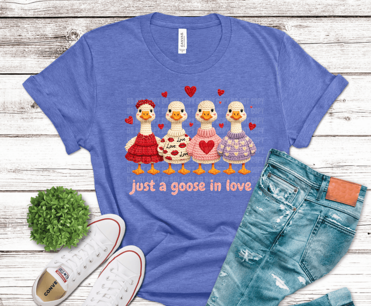 Faux Yarn Goose Valentines Day | DTF Heat Transfer