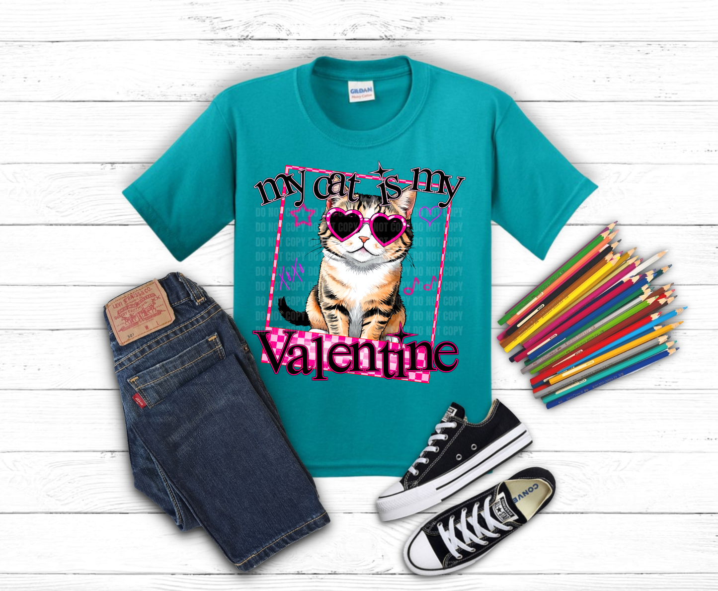Valentine Cat | DTF Heat Transfer