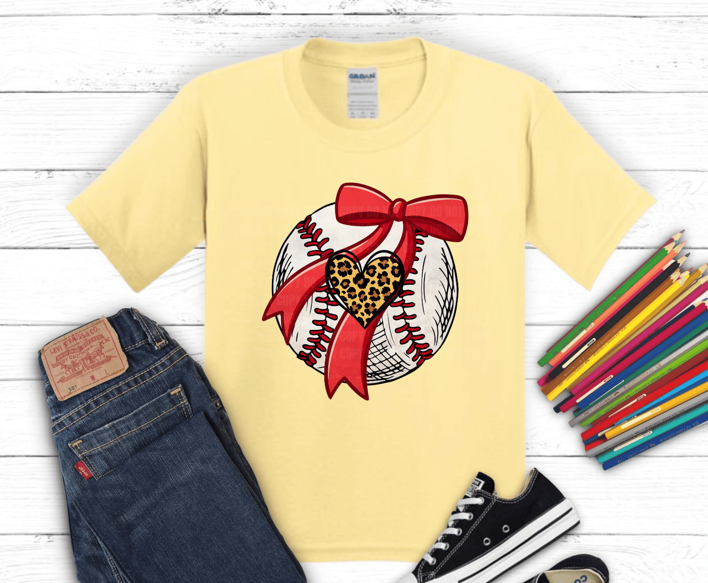 Leopard Baseball Ribbon | DTF Heat Transfer
