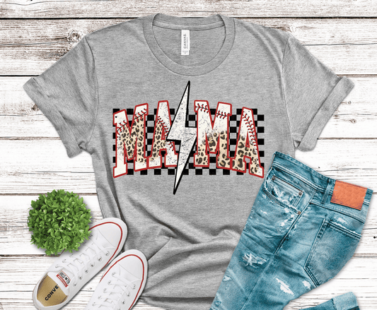 Leopard checkered Baseball Mama | DTF Heat Transfer