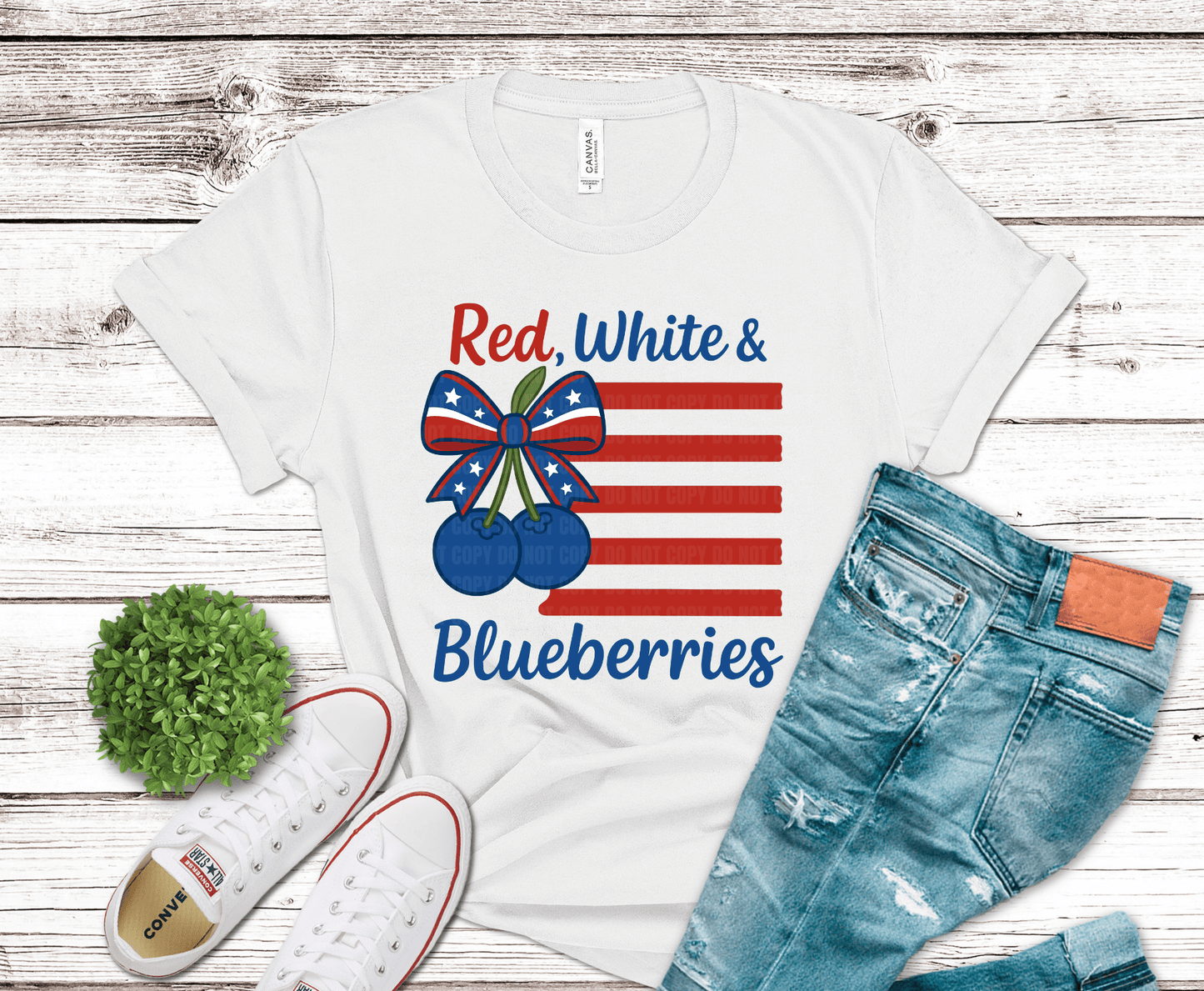 Red, White Blueberries Flag | DTF Heat Transfer