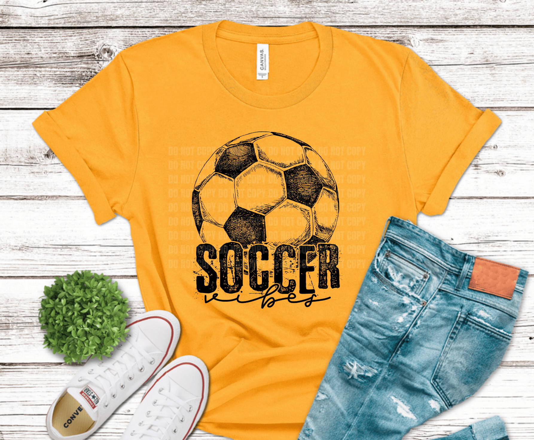 Vintage style soccer ball with Soccer Vibes typography design