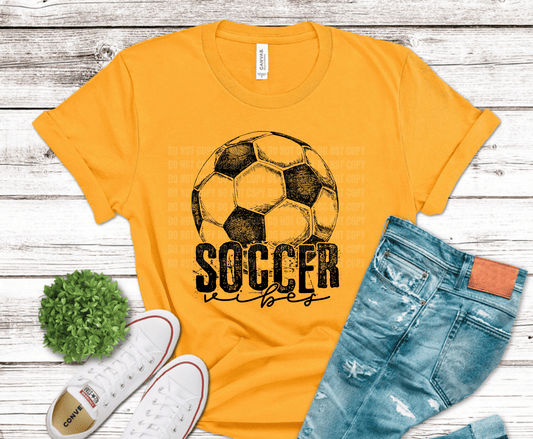 Vintage style soccer ball with Soccer Vibes typography design
