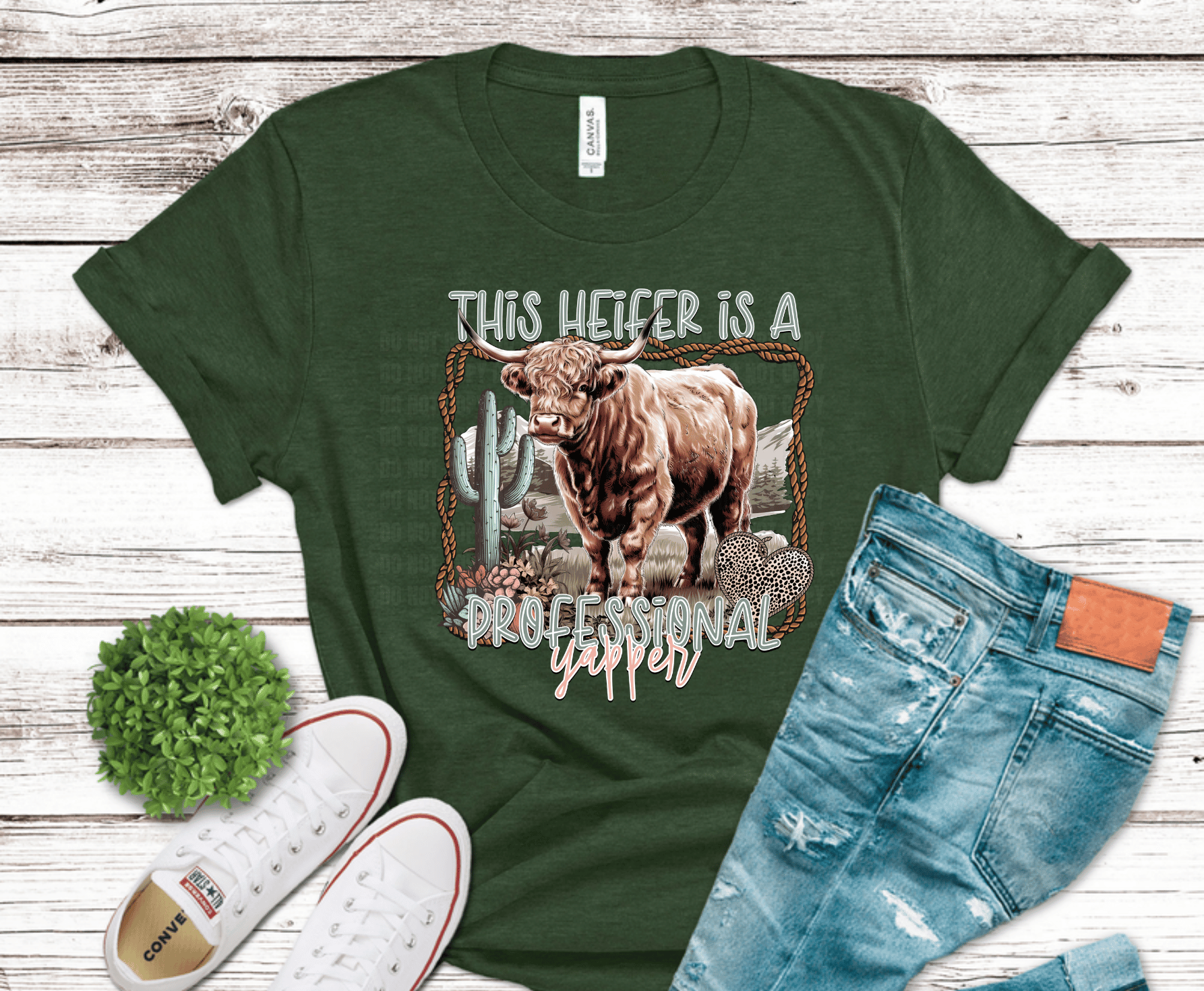 Western bull illustration with This Heifer Is a Professional Yapper phrase