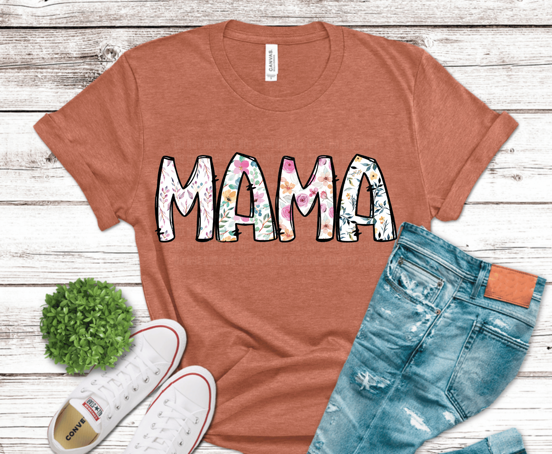 Mama lettering filled with soft floral pattern design