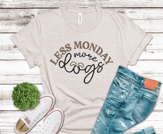 Script typography reading Less Monday More Dogs dog lover design