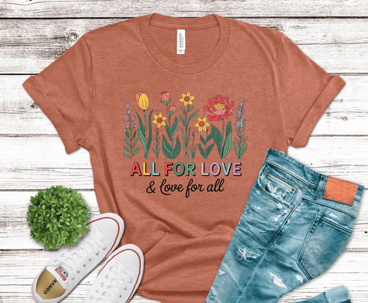 All For Love floral design for inspirational apparel.