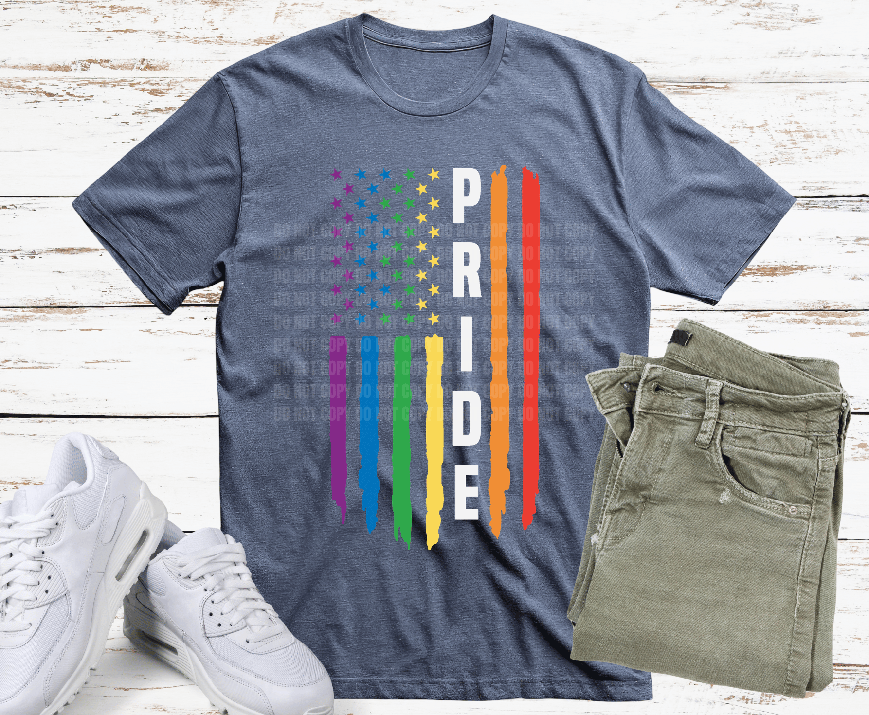 Rainbow pride stripe design perfect for LGBTQ apparel and self-expression.