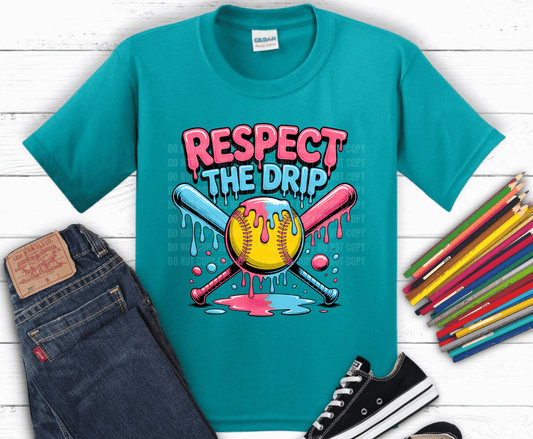 Respect The Drip softball design for bold game day apparel.