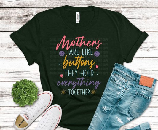 Mothers are like buttons they hold everything together quote design with soft colors and decorative elements