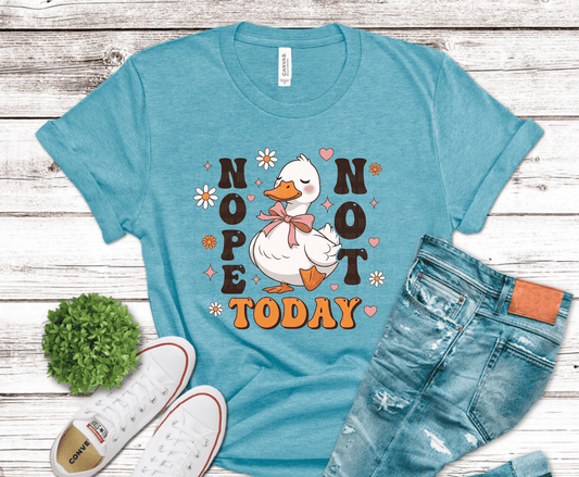 No Hop No Glory Today cute duck with pink bow DTF transfer, ready to press heat transfer for funny shirts