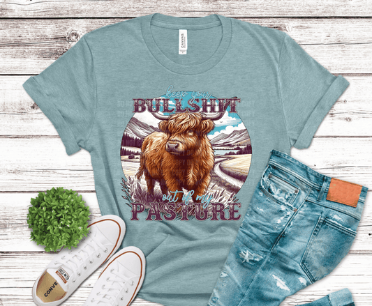 Bull Shit highland cow Not a Moment of Pasture funny DTF transfer, ready to press heat transfer for country shirts