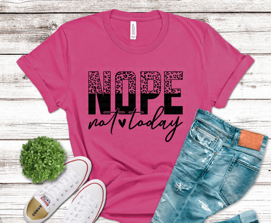 Nope Not Today glittery sarcastic lettering DTF transfer, ready to press heat transfer for boundary shirts
