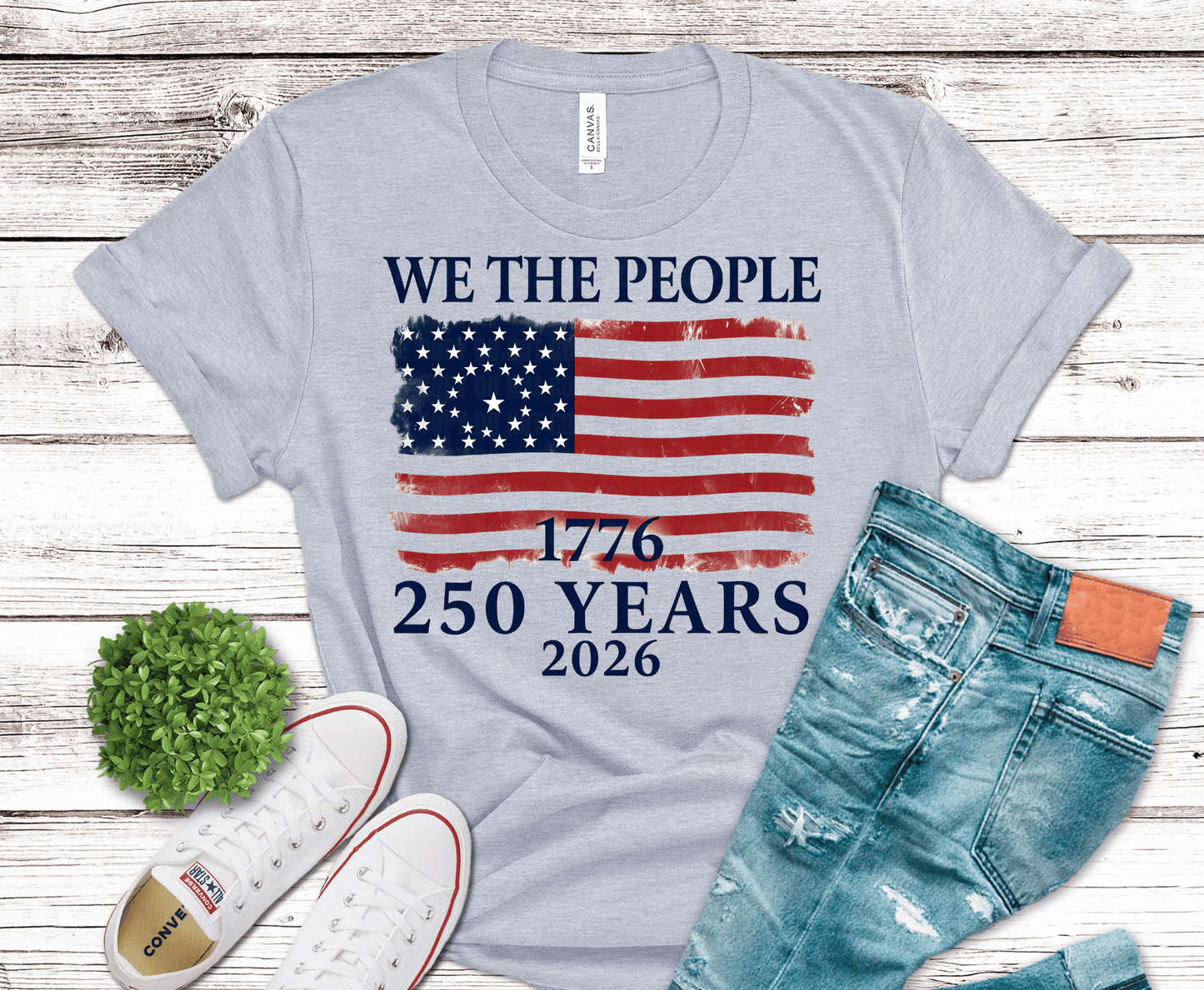250 Years American flag with 250 lettering DTF transfer, ready to press heat transfer for patriotic shirts