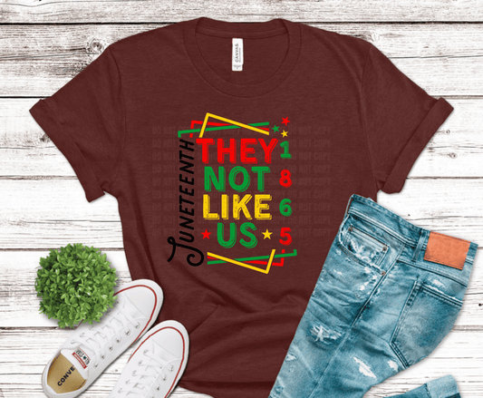Juneteenth They Not Like Us colorful numbers and stars DTF transfer, ready to press heat transfer for freedom shirts