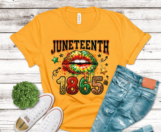 Juneteenth 1865 colorful lips design DTF transfer, ready to press heat transfer for freedom shirts