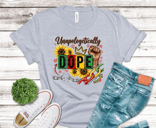 Unapologetically Dope sunflower crown fist DTF transfer, ready to press heat transfer for Juneteenth shirts