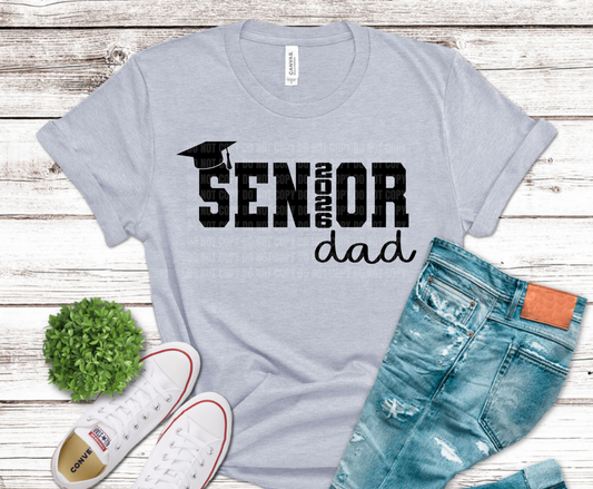Senior Dad bold lettering DTF transfer, ready to press heat transfer for dad shirts