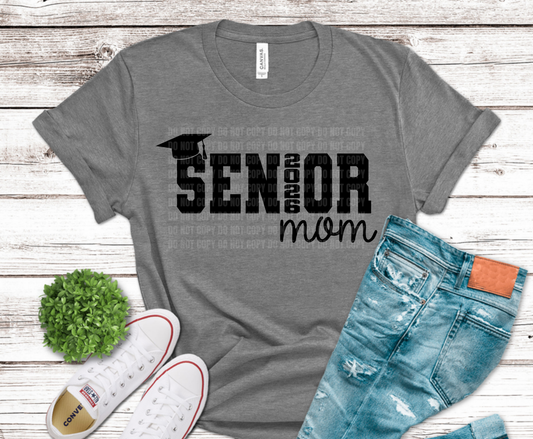 Senior Mom bold lettering DTF transfer, ready to press heat transfer for mom shirts