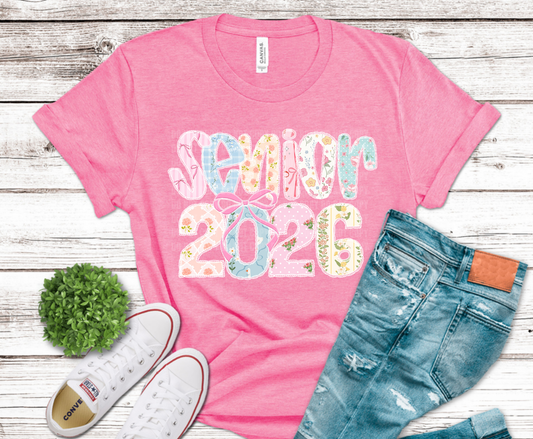 Senior 2026 Pastel with bows DTF transfer, ready to press heat transfer for senior shirts
