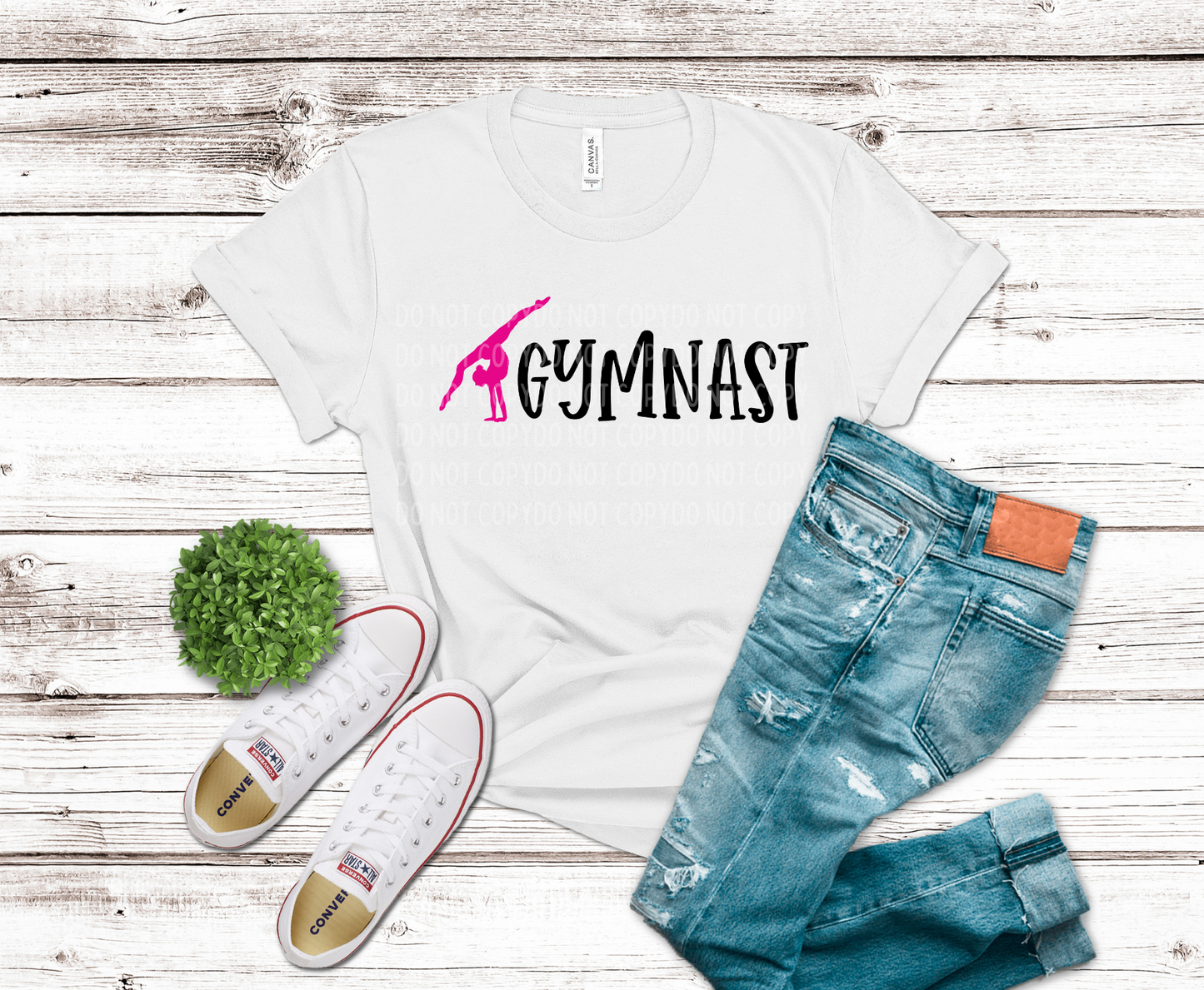 Gymnast Silhouette pink design DTF transfer, ready to press heat transfer for gymnastics shirts
