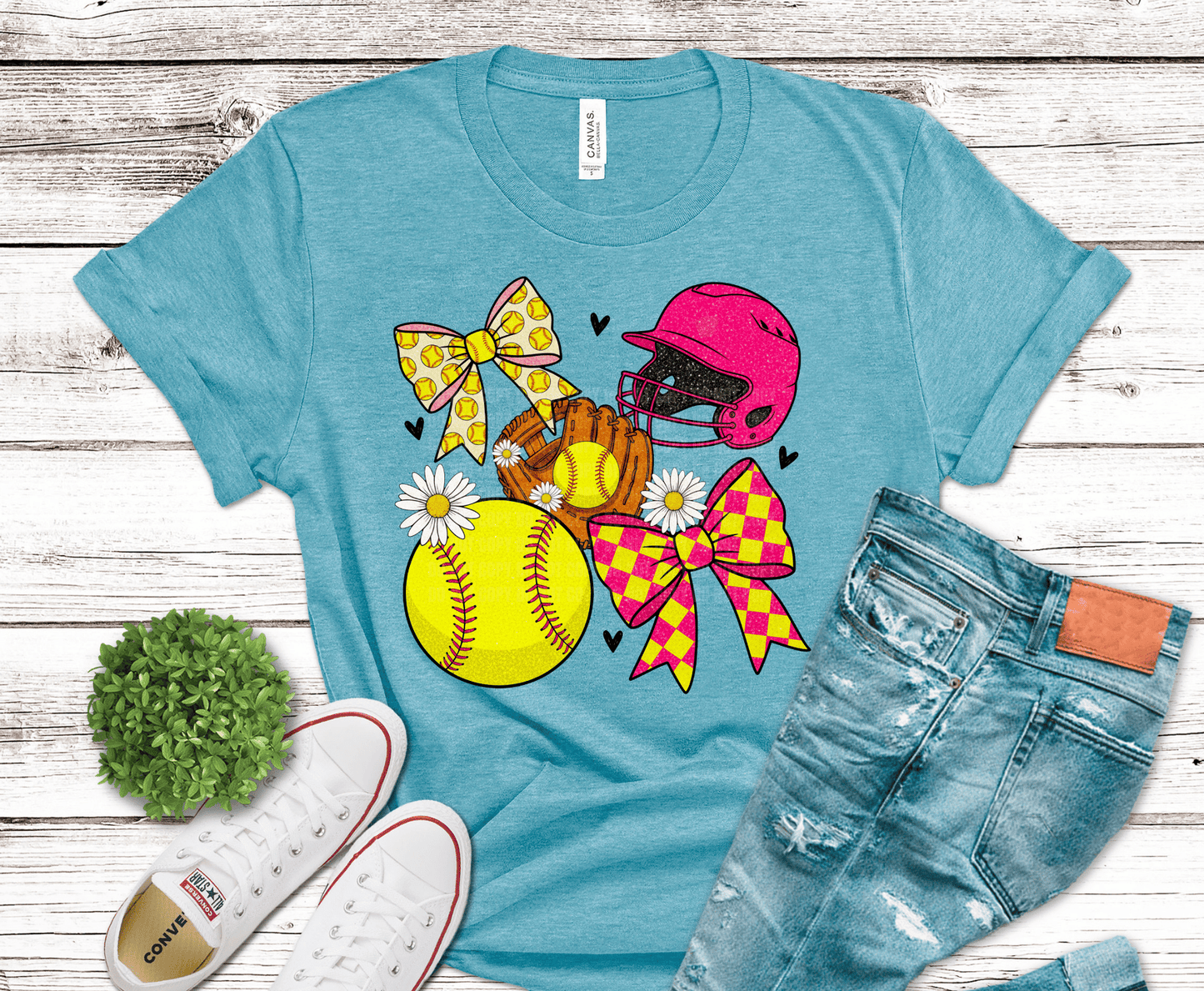 Softball Coquette with bows softball and helmet DTF transfer, ready to press heat transfer for softball shirts
