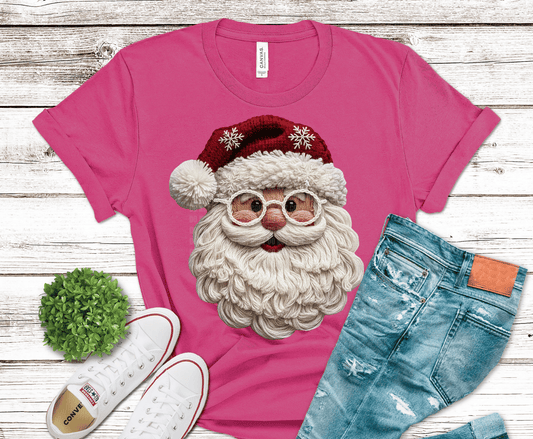 Crochet Yarn Santa festive design DTF transfer, ready to press heat transfer for holiday shirts