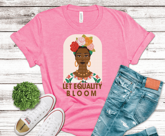 Juneteenth Let Equality Bloom woman with flowers DTF transfer, ready to press heat transfer for freedom shirts