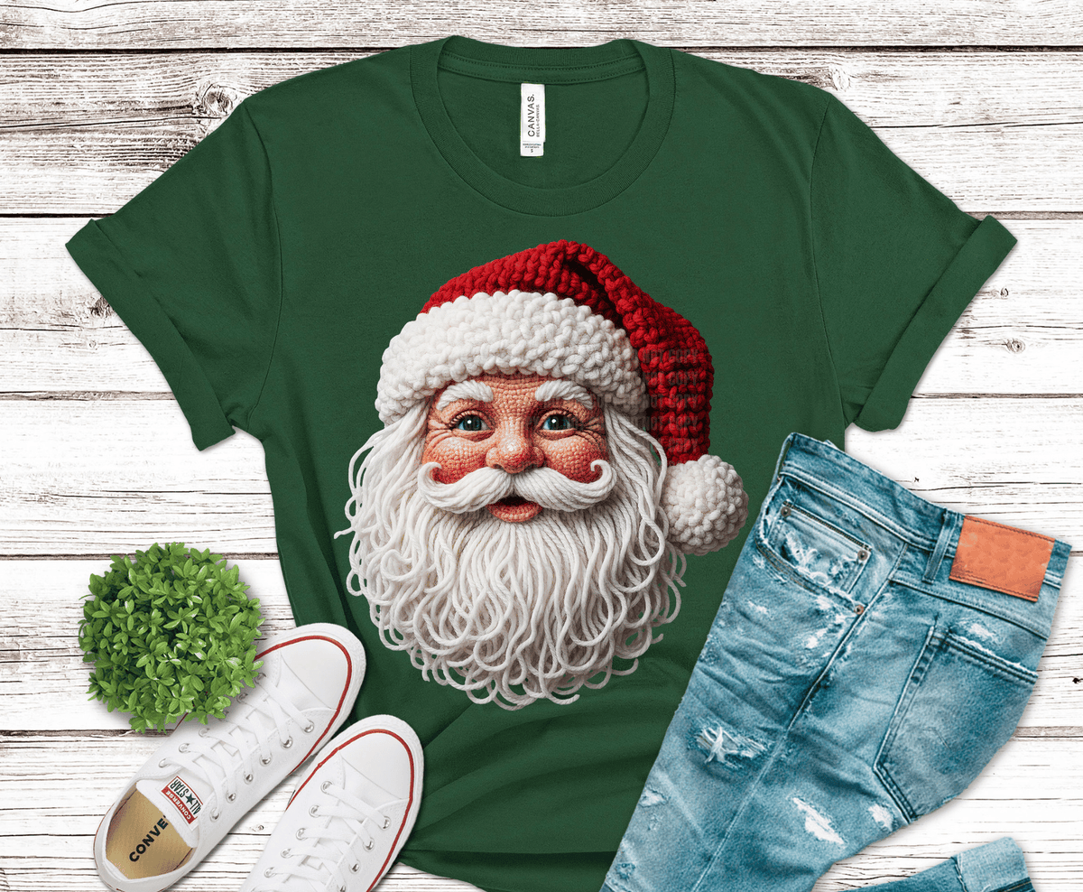 Santa Claus Face traditional Santa DTF transfer, ready to press heat transfer for holiday shirts