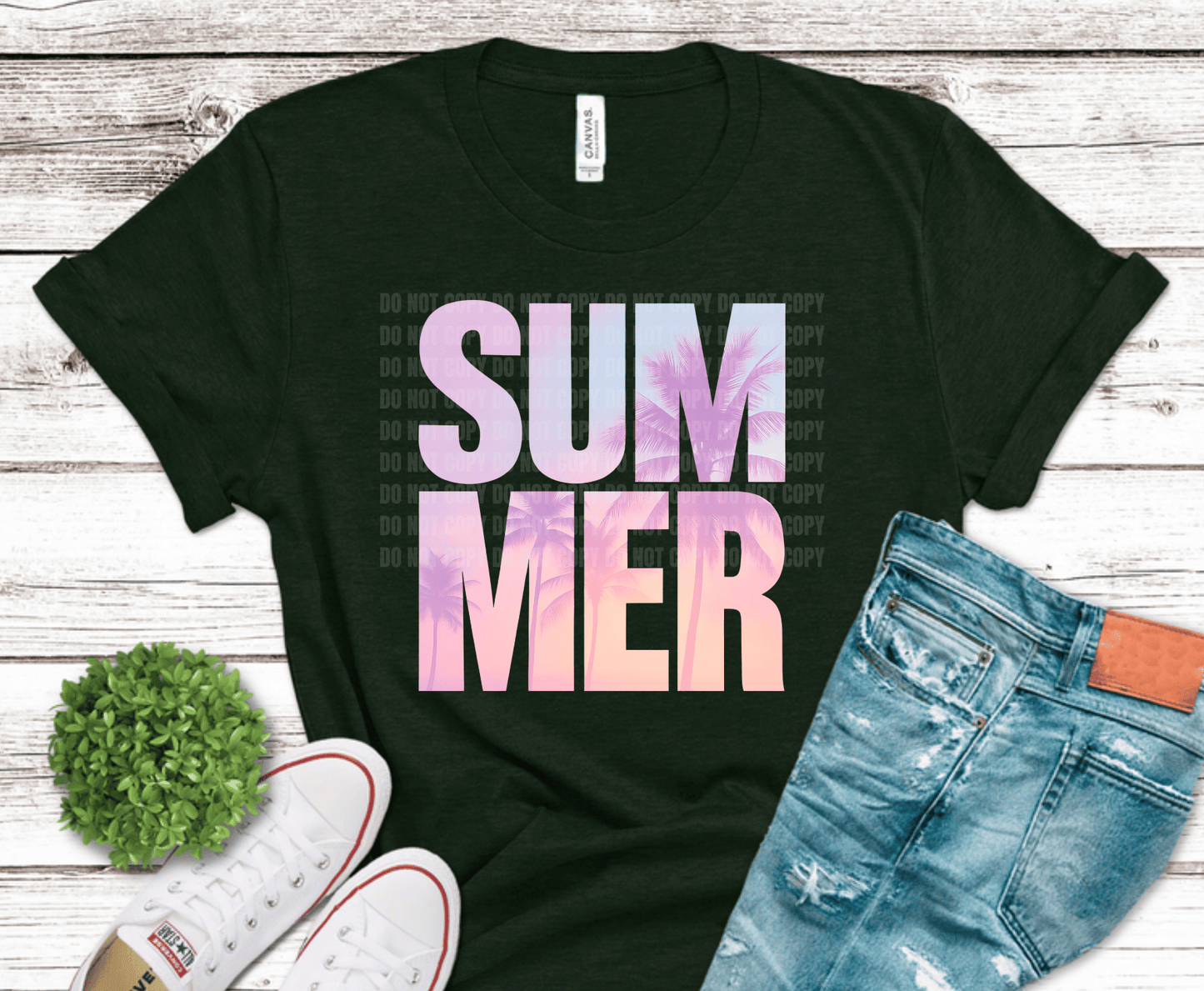 Summer Gradient with palm trees DTF transfer, ready to press heat transfer for summer shirts