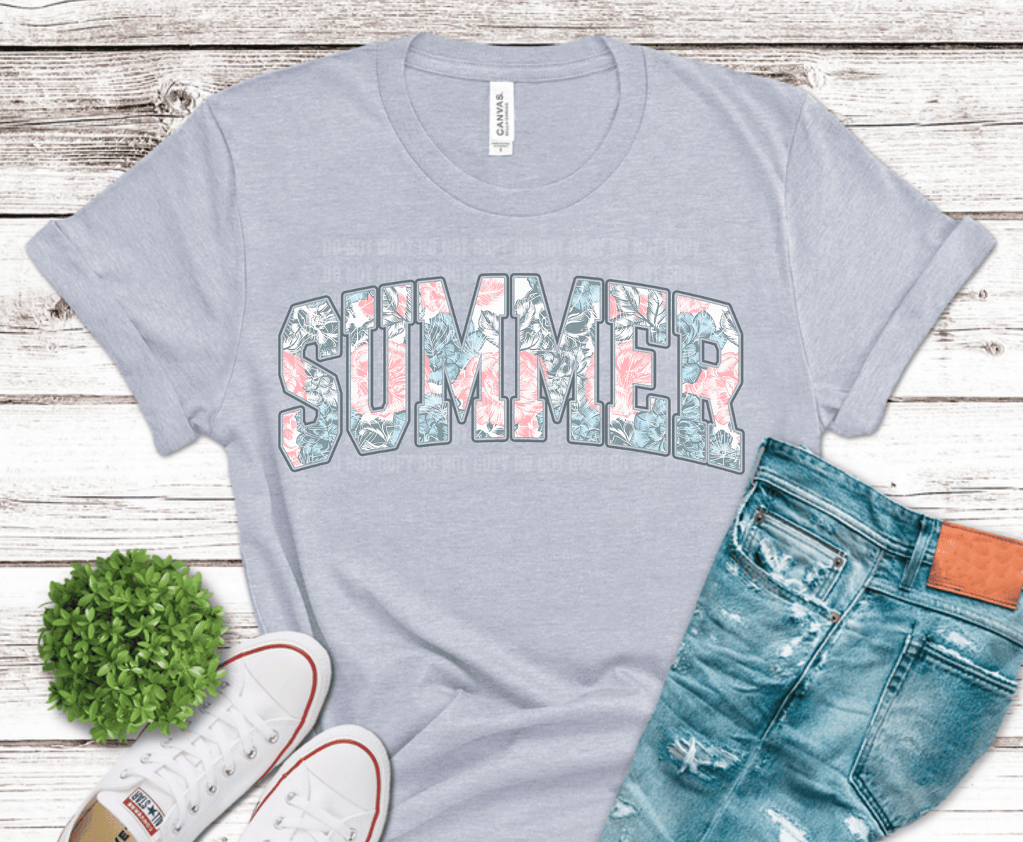 Summer Floral lettering DTF transfer, ready to press heat transfer for summer shirts