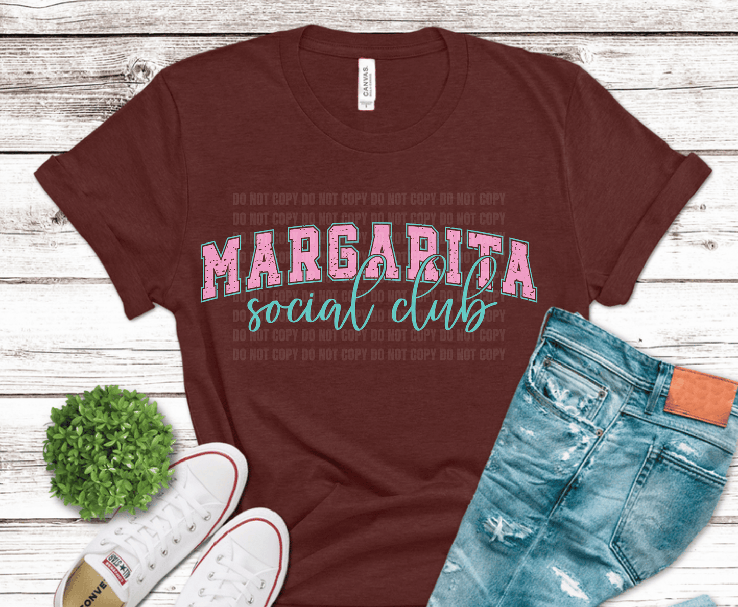 Margarita Social Club colorful lettering DTF transfer, ready to press heat transfer for summer shirts