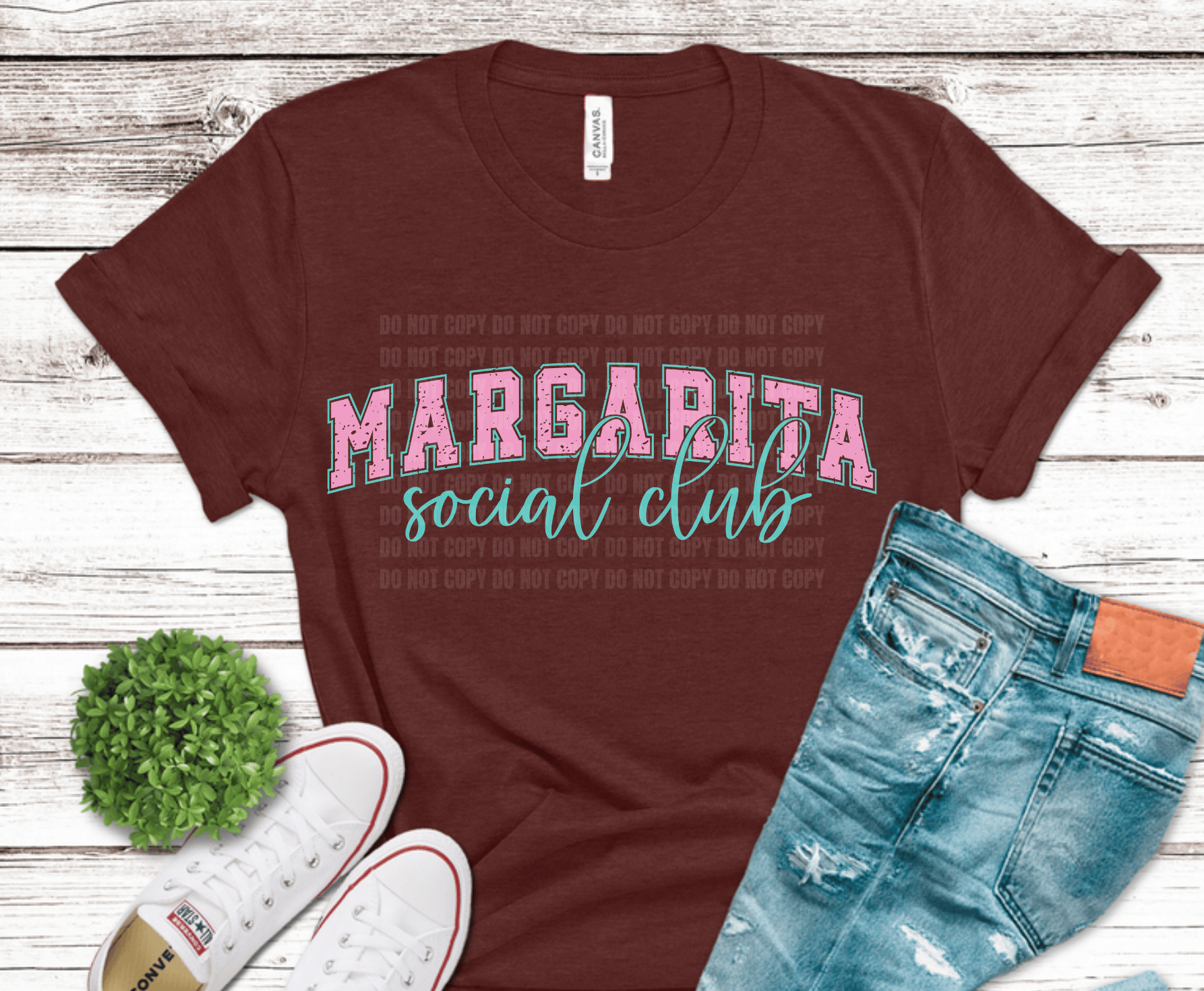 Margarita Social Club colorful lettering DTF transfer, ready to press heat transfer for summer shirts