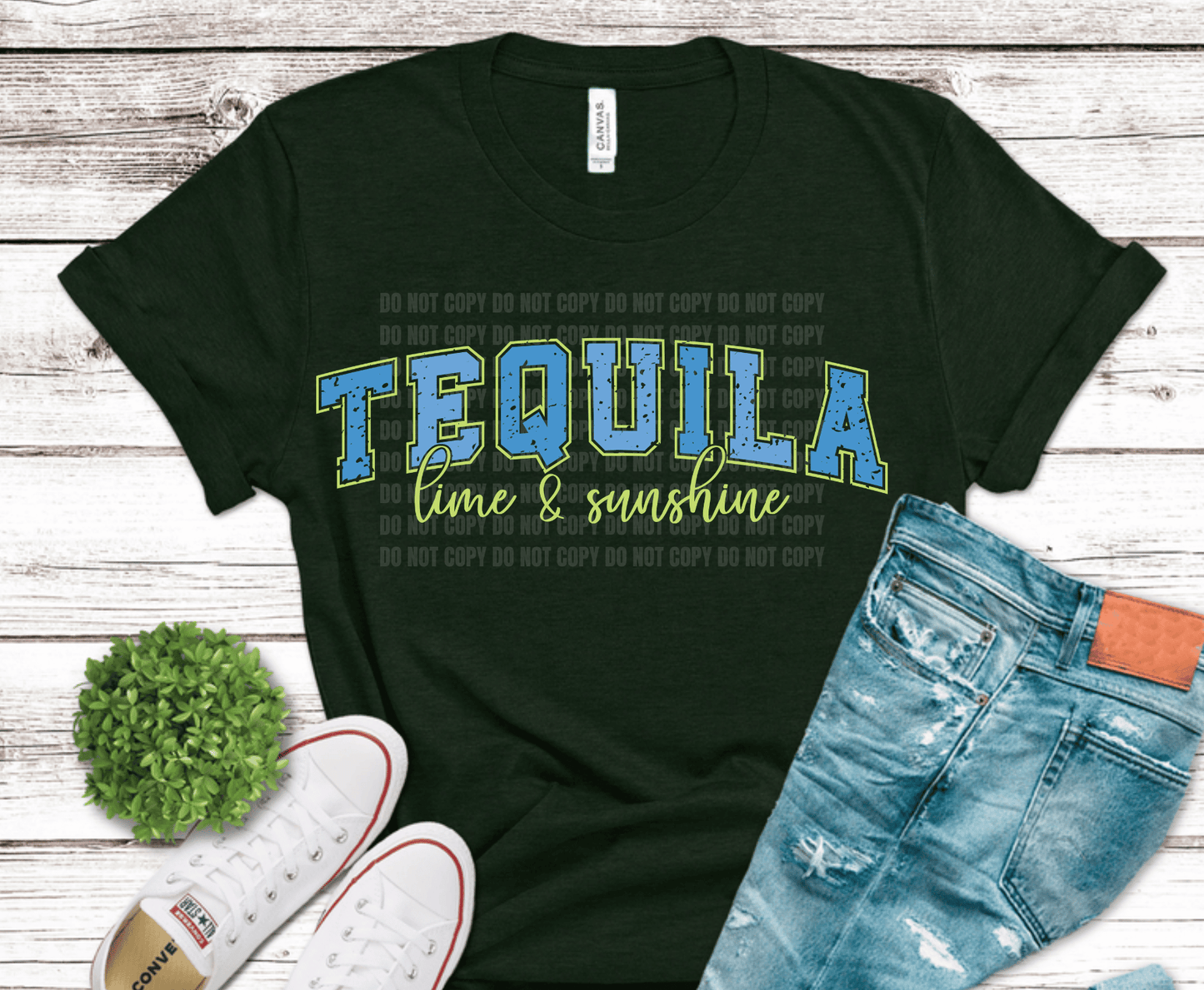 Tequila Time Sunshine colorful lettering DTF transfer, ready to press heat transfer for summer shirts