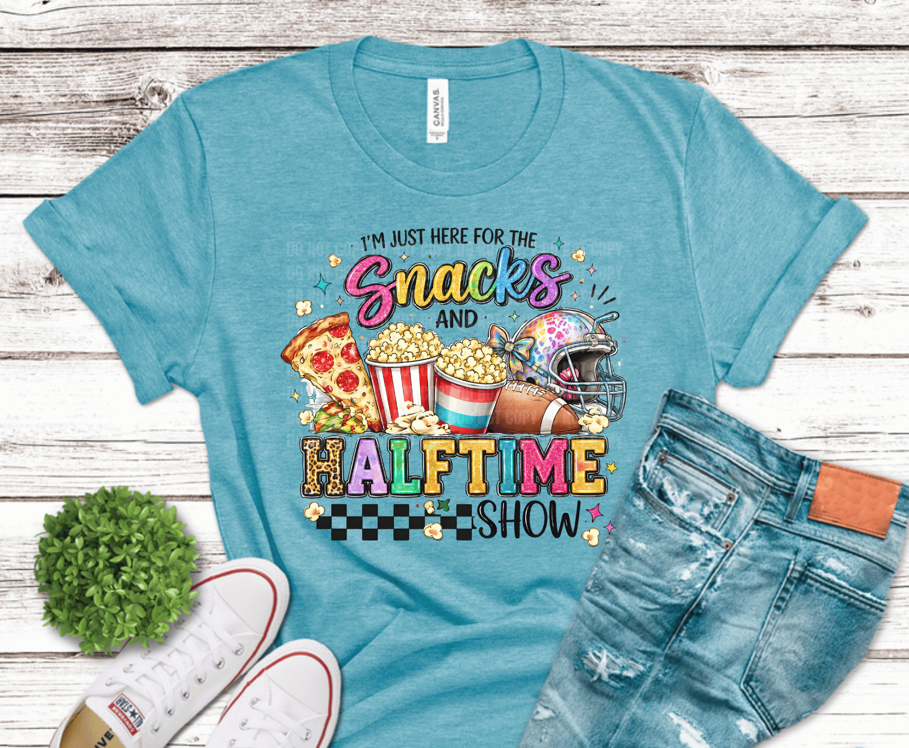 I'm Just Here For The Snacks Halftime Show football snacks DTF transfer, ready to press heat transfer for funny game day shirts