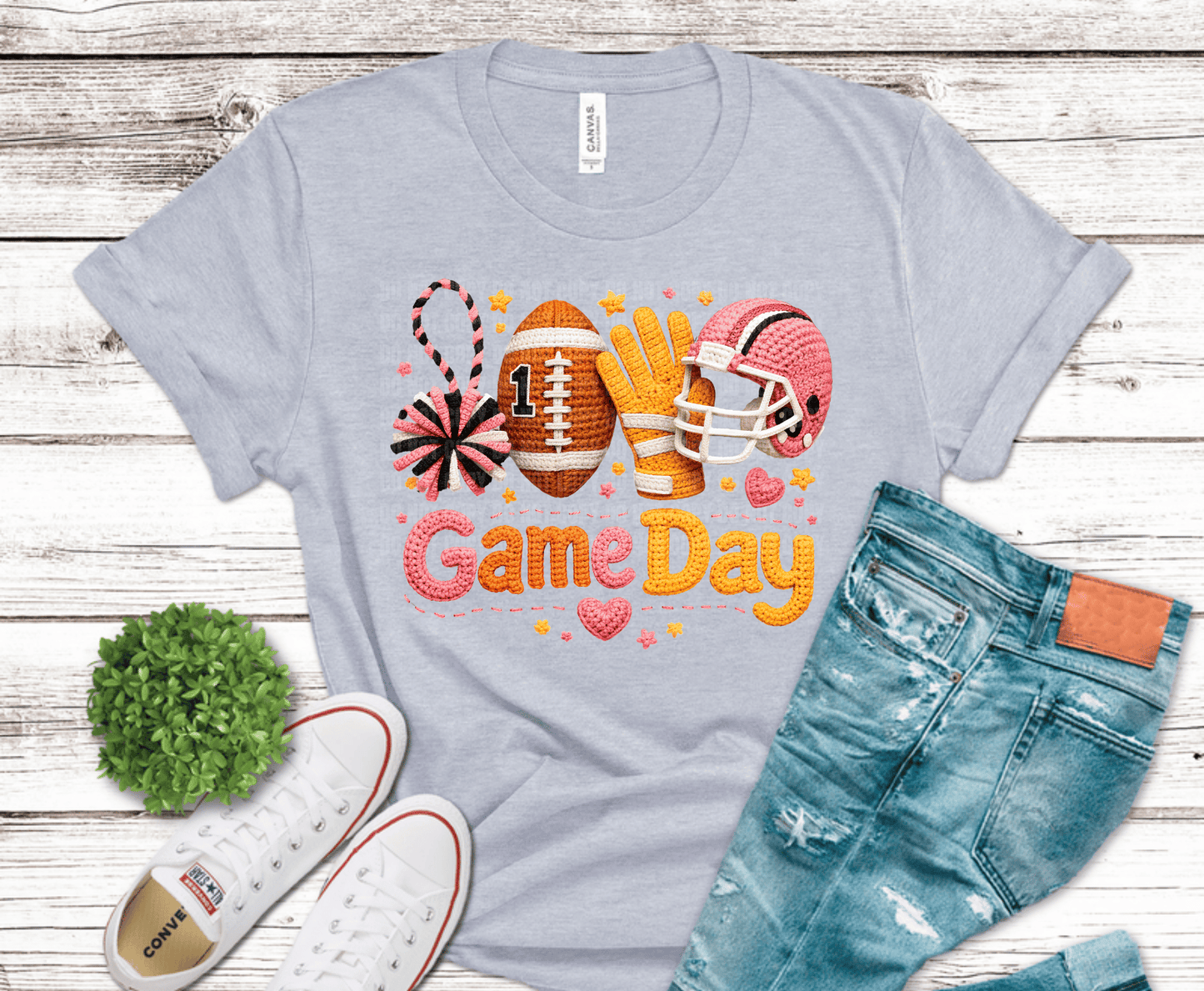 Game Day Football Gear colorful accessories DTF transfer, ready to press heat transfer for game day shirts