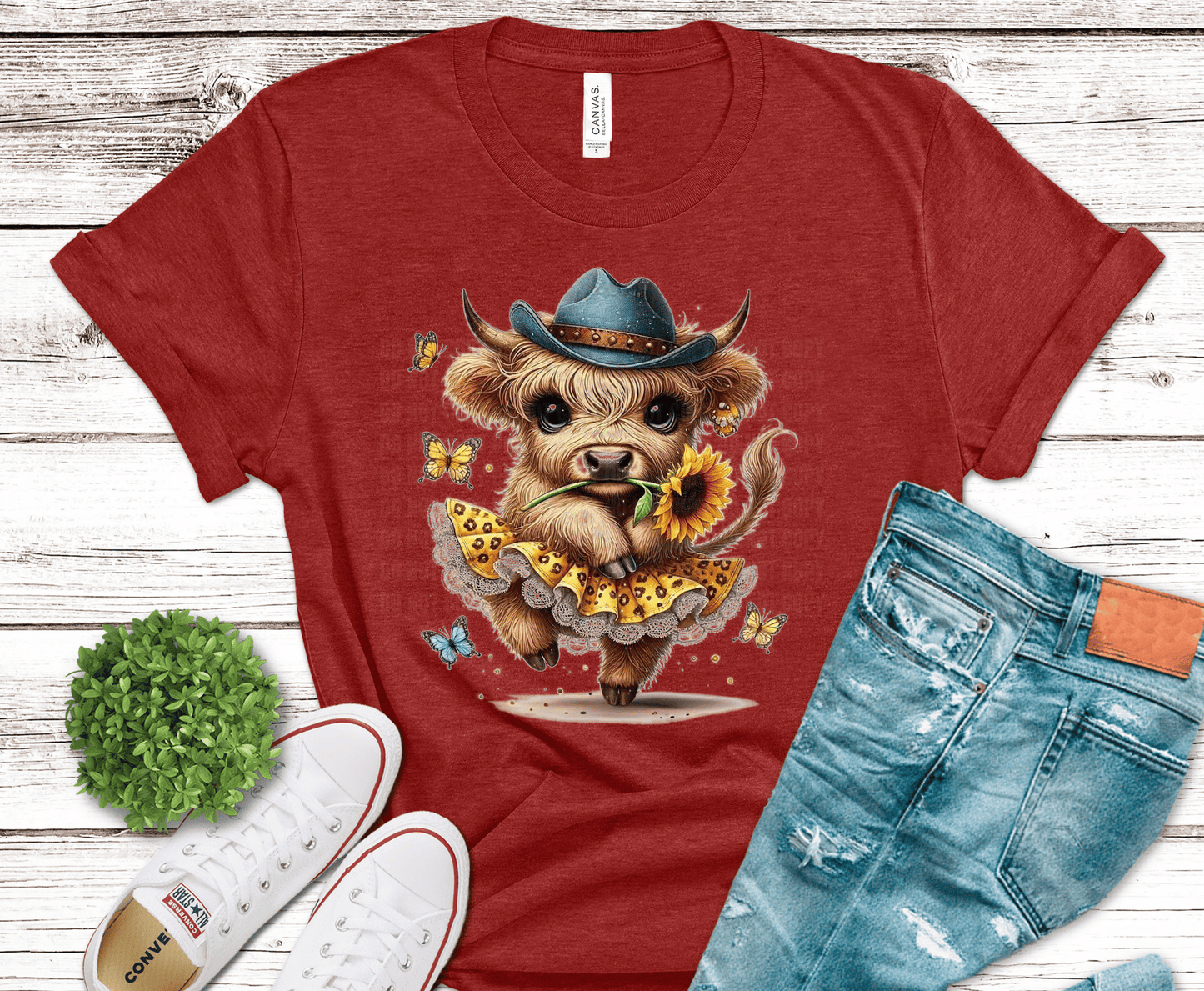 Highland Cow Cowboy Hat Sunflower DTF transfer, ready to press heat transfer for cute shirts