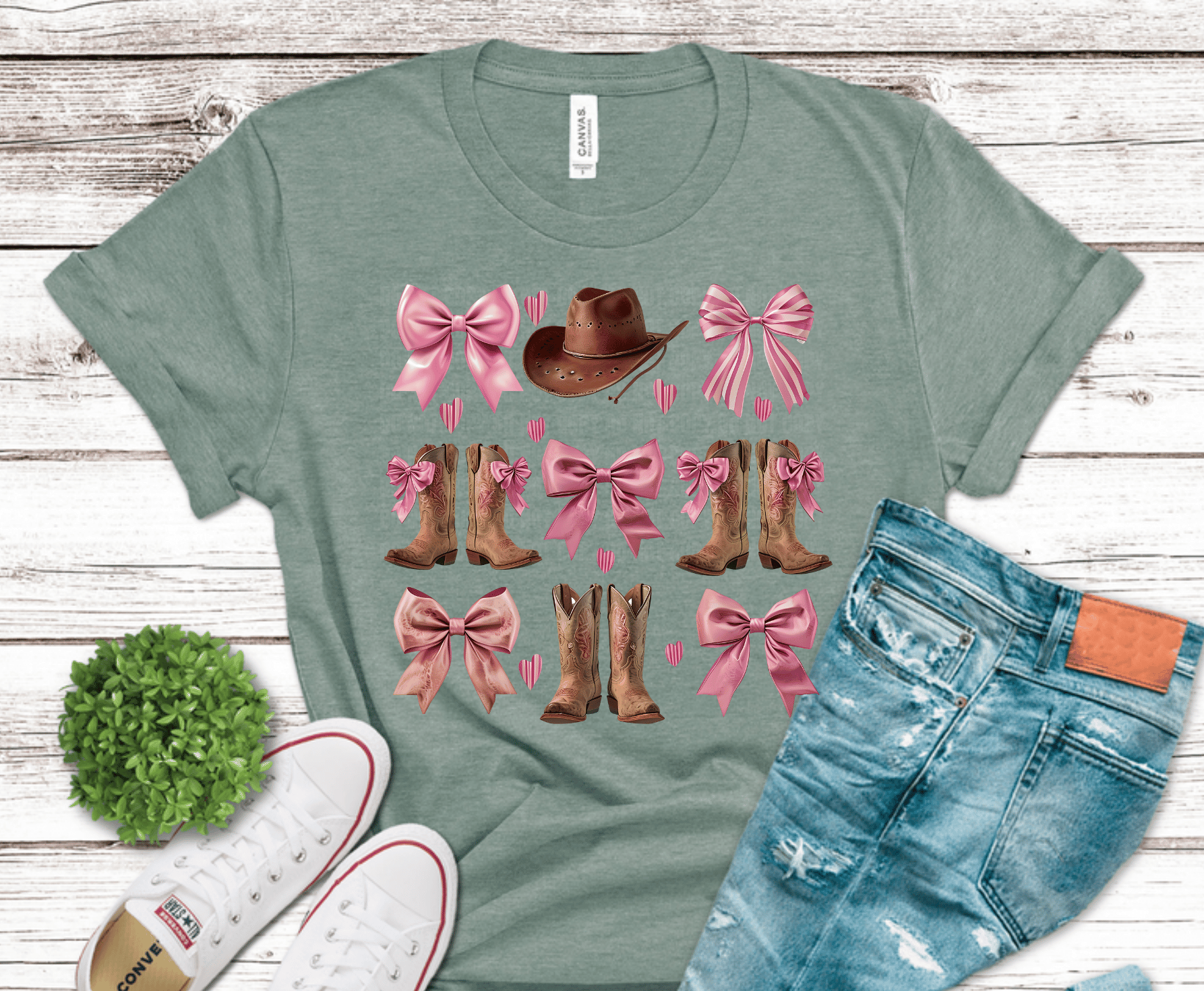 Western Bows Boots Cowboy Hat collection DTF transfer, ready to press heat transfer for western shirts