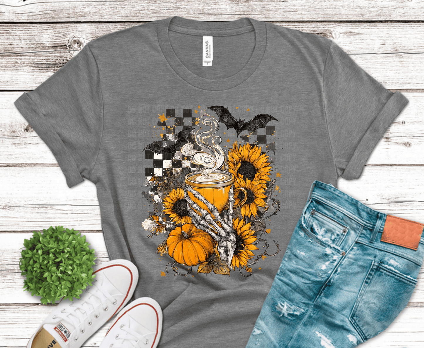 Coffee Sunflower Pumpkin DTF transfer, ready to press heat transfer for cute shirts