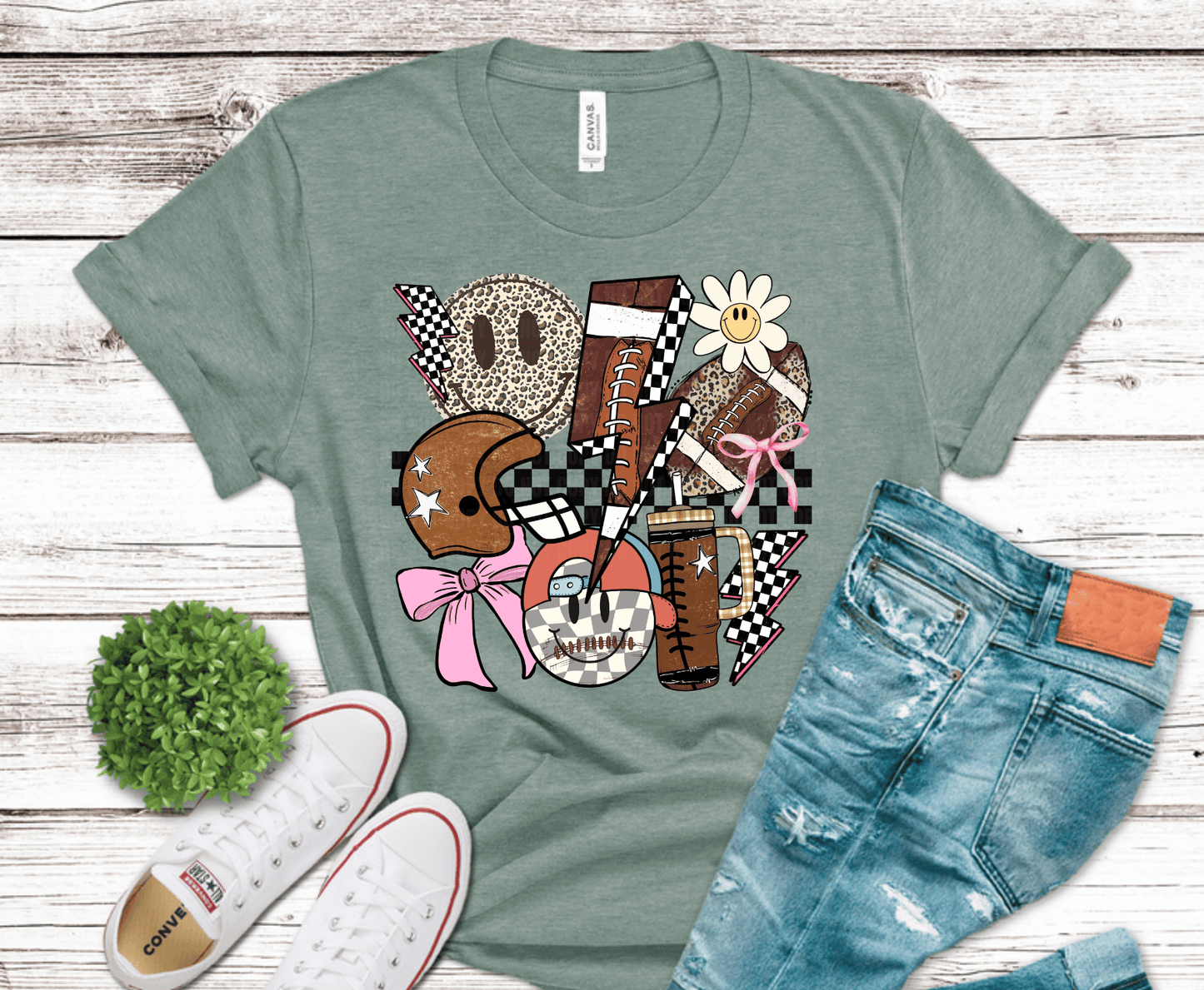 Football Groovy Candy DTF transfer, ready to press heat transfer for football shirts