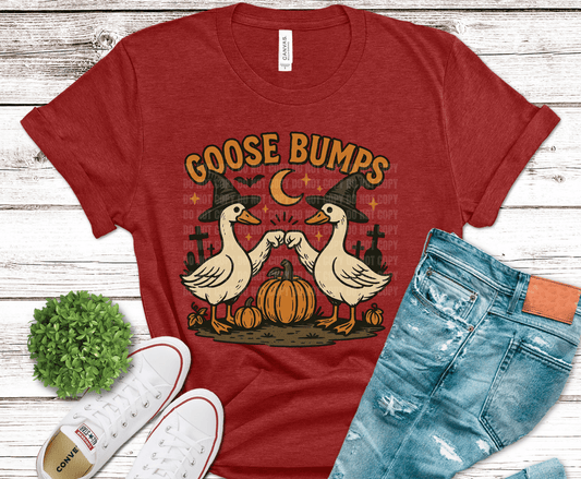 Goose Bumps Halloween geese DTF transfer, ready to press heat transfer for funny shirts