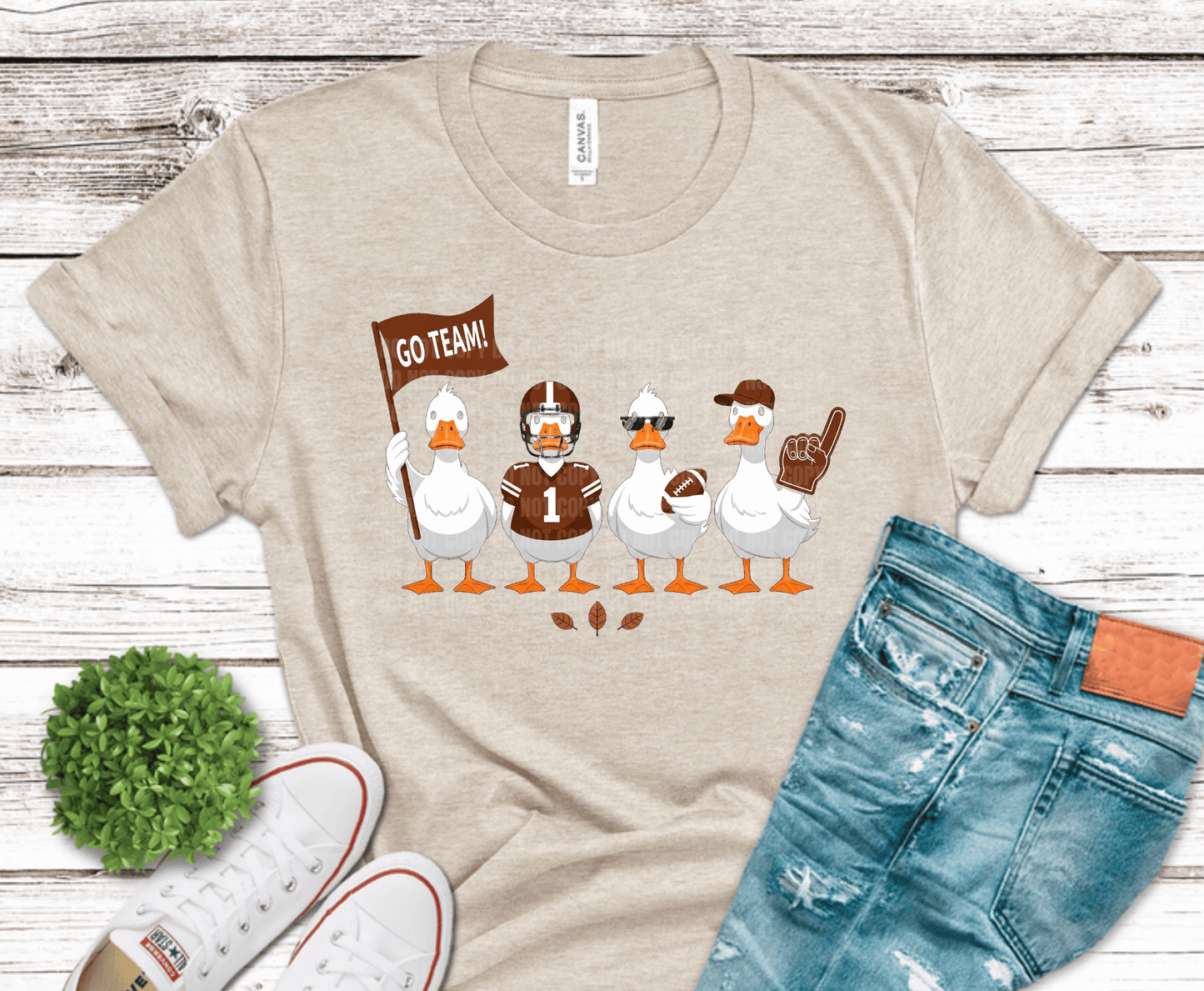 Go Team Football Geese DTF transfer, ready to press heat transfer for funny football shirts