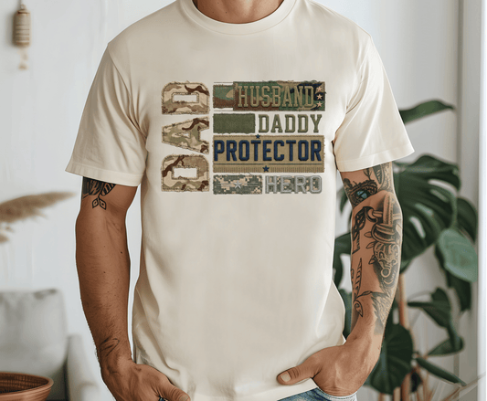 Dad Husband Daddy Protector DTF transfer, ready to press heat transfer for dad shirts
