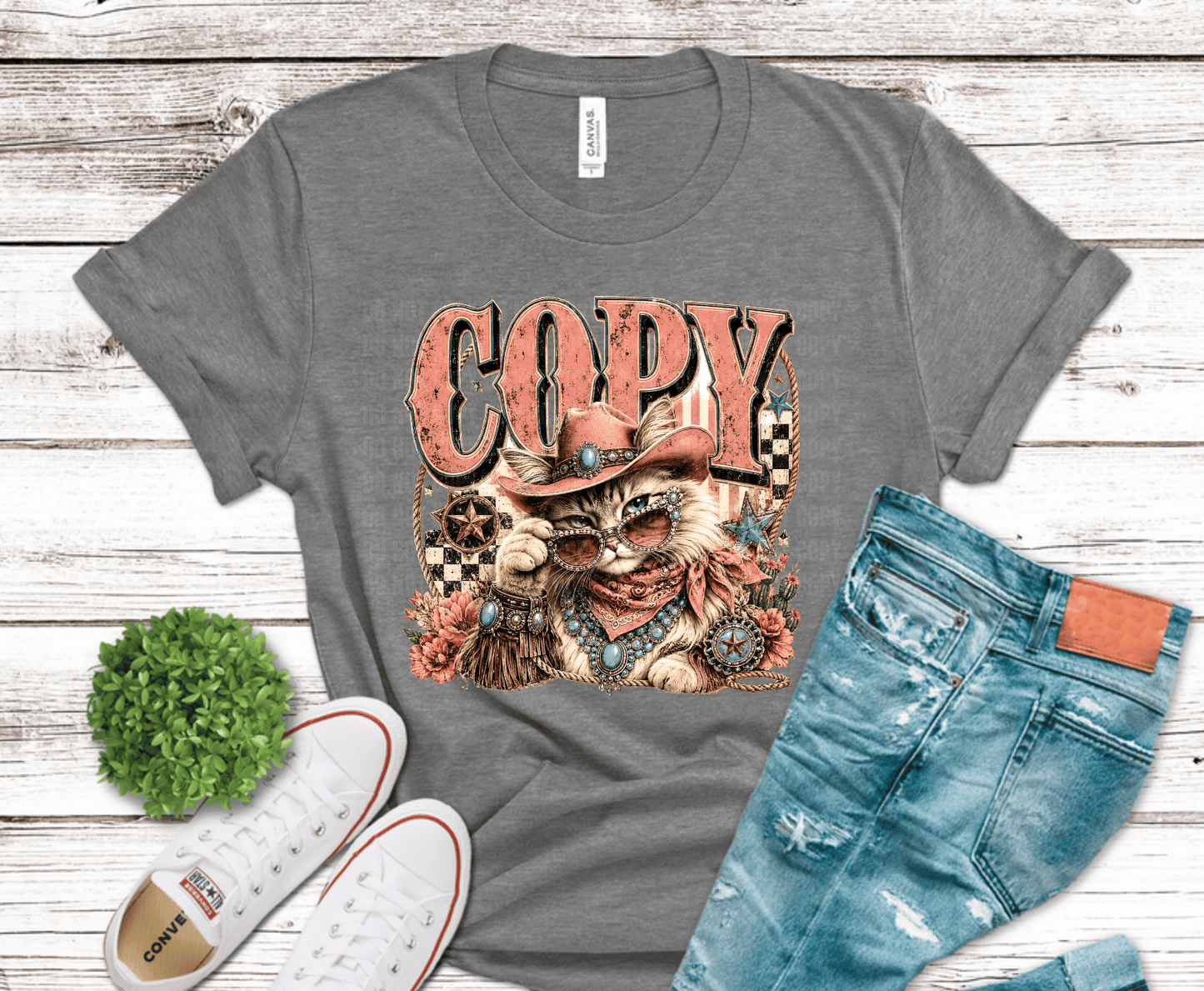 Western Glam Party Copy Cat DTF transfer, ready to press heat transfer for western shirts