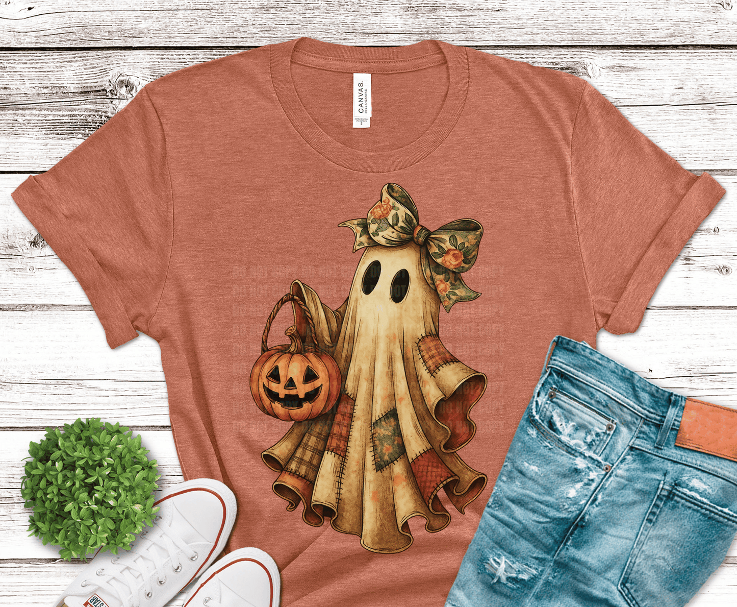 Ghost Pumpkin Halloween DTF transfer, ready to press heat transfer for Halloween shirts