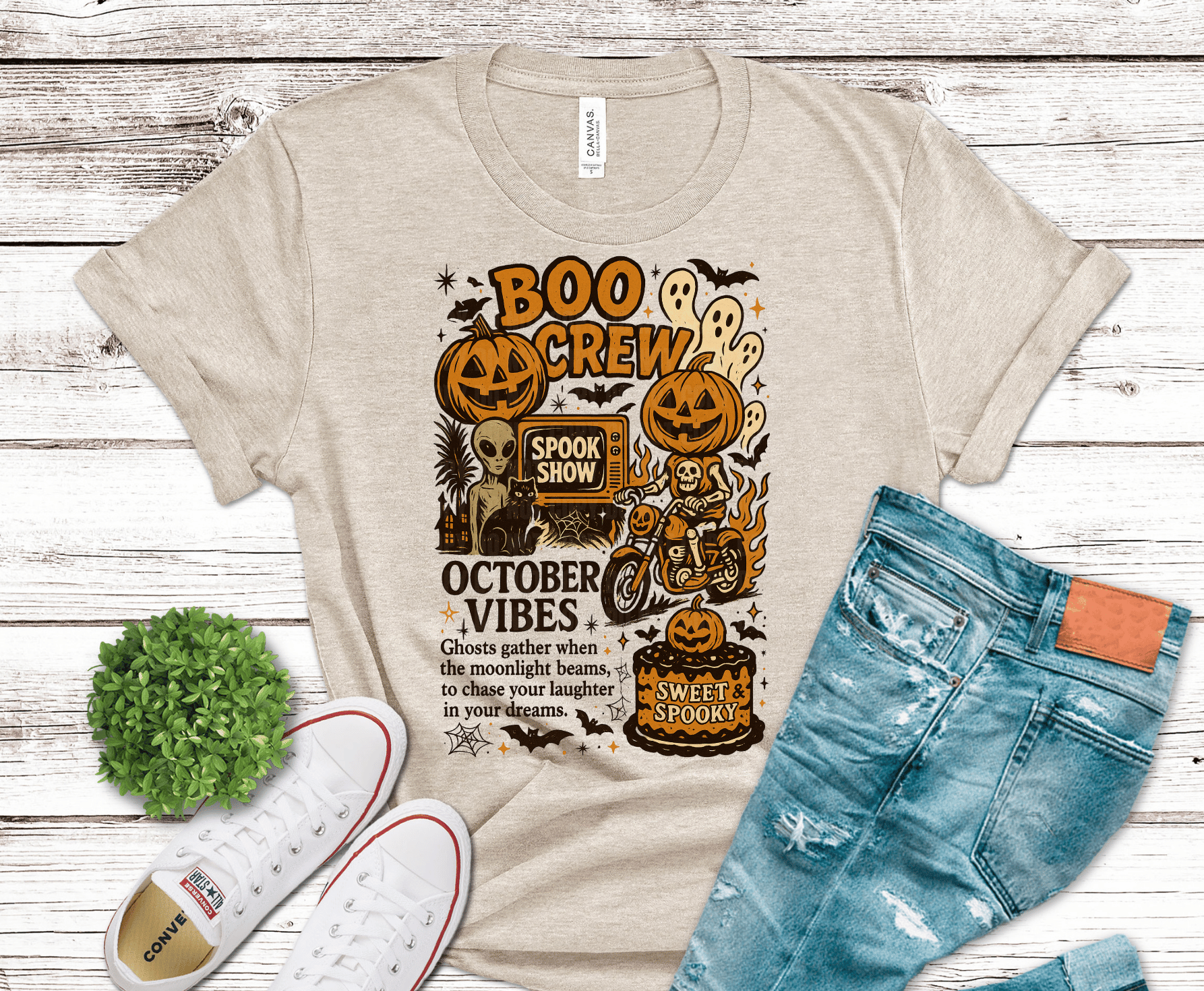 Boo Crew Halloween skeleton DTF transfer, ready to press heat transfer for Halloween shirts