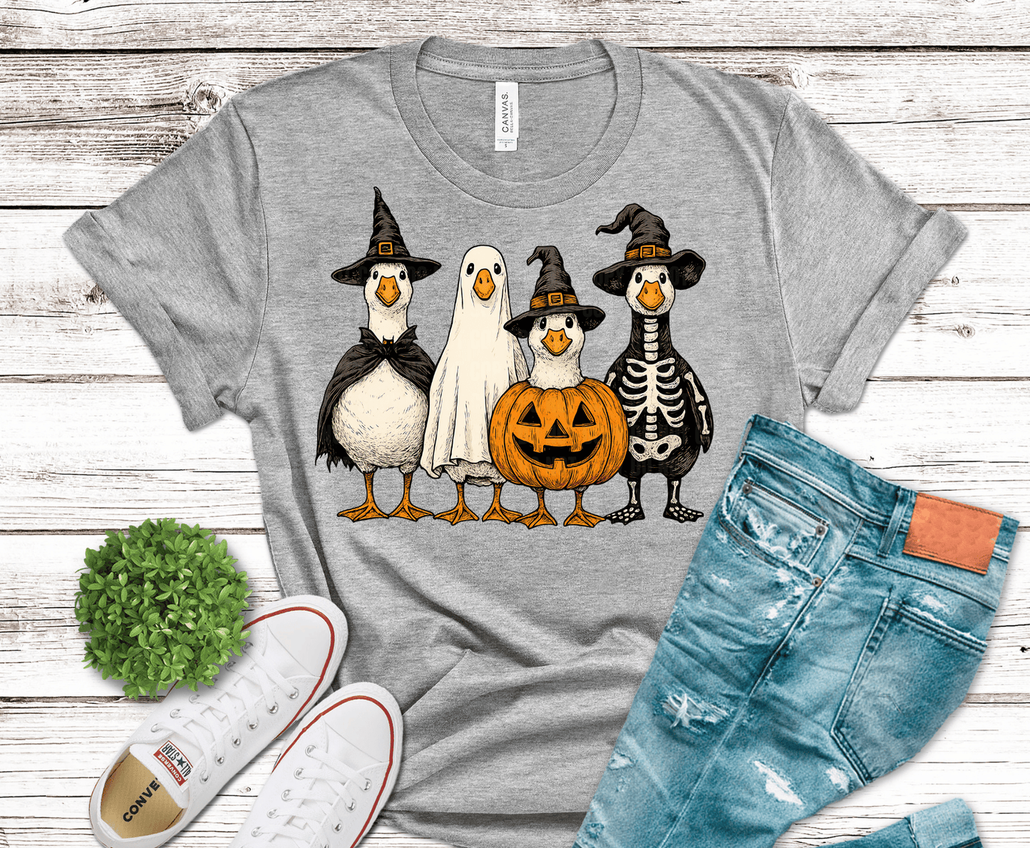 Boo Ghost Goose DTF transfer, ready to press heat transfer for Halloween shirts