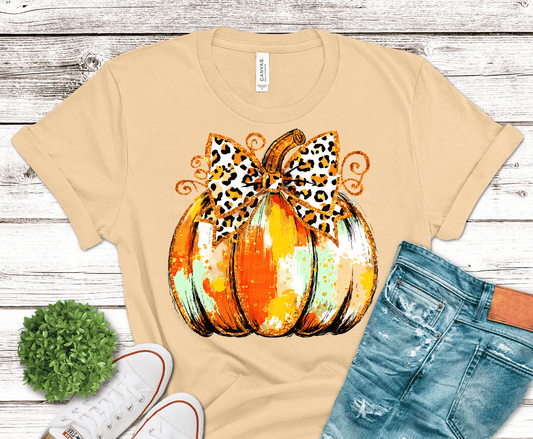 Coquette Gold Glitter Pumpkin DTF transfer, ready to press heat transfer for fall shirts