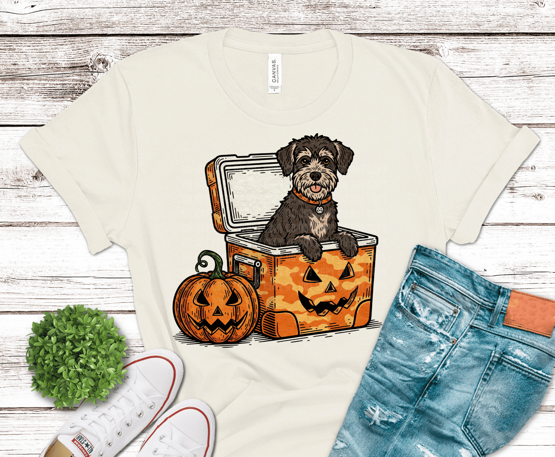 Doggy Cooler Halloween DTF transfer, ready to press heat transfer for cute shirts
